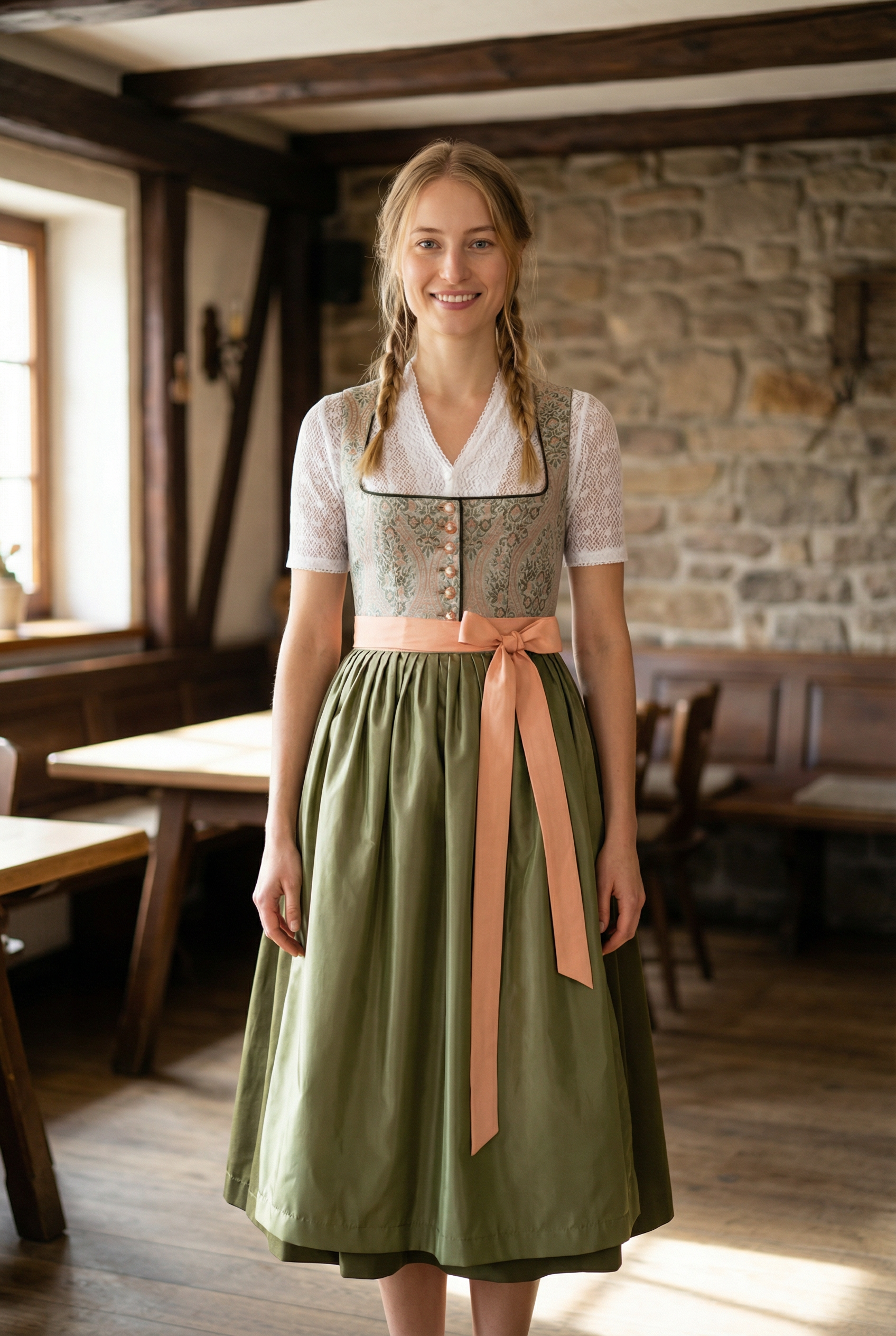 maxi dirndl dress Berwin Maxi Dirndl 2pcs. 80cm Tiffany green