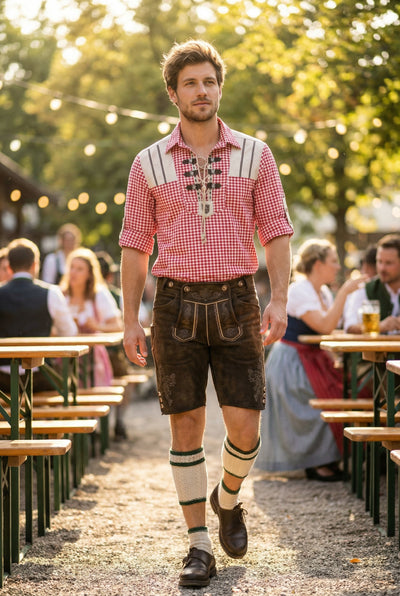 OS Trachten Men's Long Sleeve Regular Fit Shirt "Savoy" red