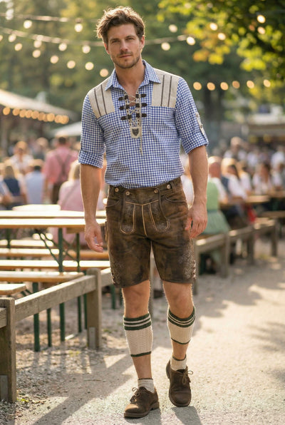 OS Trachten Men's Long Sleeve Regular Fit Shirt "Savoy" blue