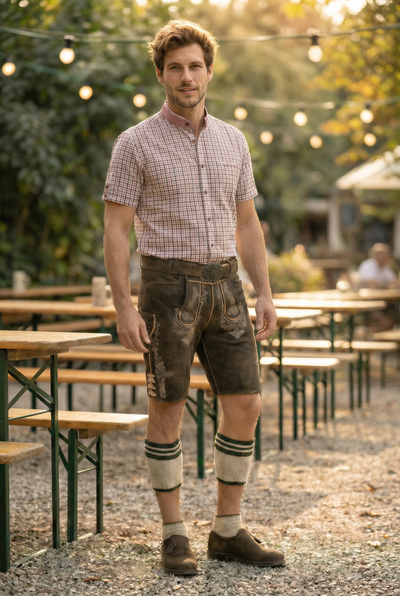 Gipfelstürmer Men's 1/2 Sleeve Slim Fit Shirt "Wiesn" red