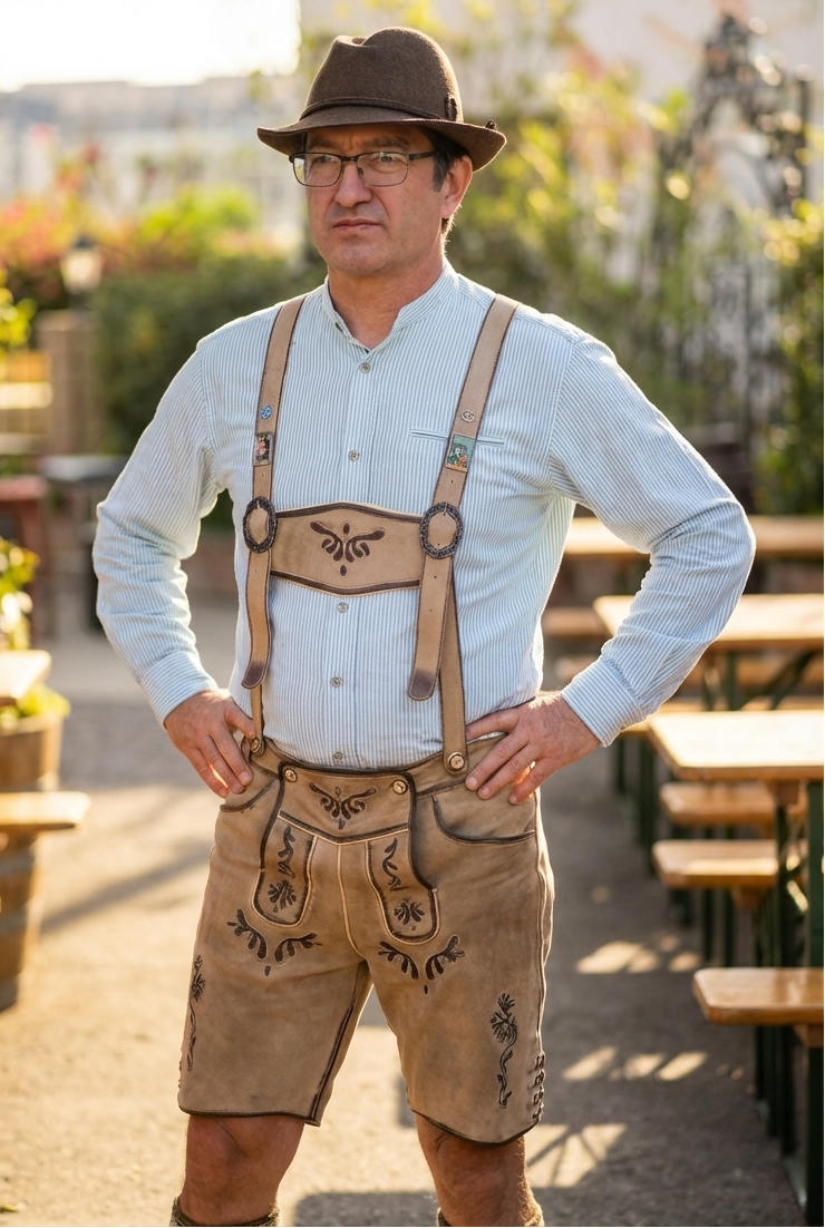 Men's Lederhosen "TradKraft" H-Straps tan (sizes 60)
