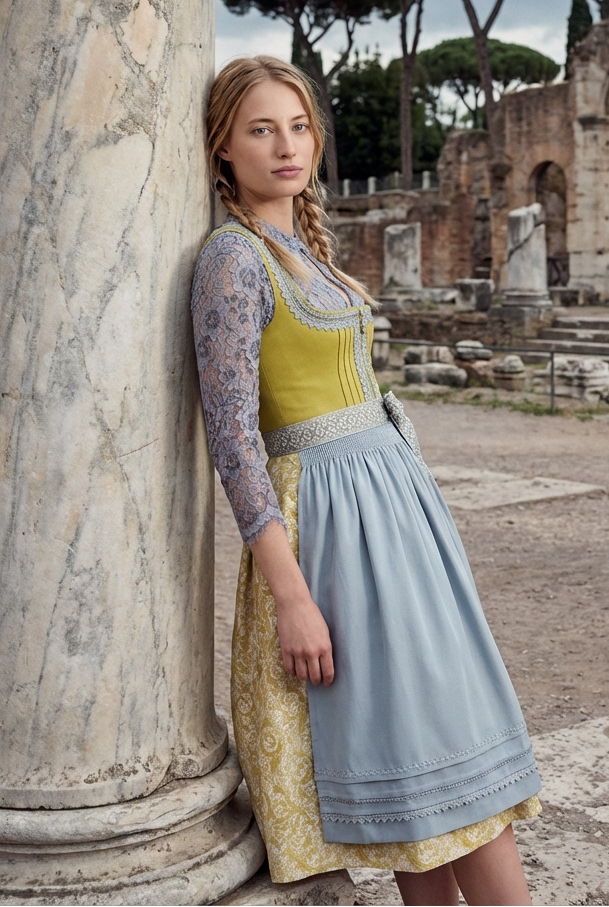 dirndl dress long sleeve Krüger Eltje — Yellow 70cm Ruffle Mini Dress Color:Red/Blue Crafted from fluid Crepe The straight neckline and
