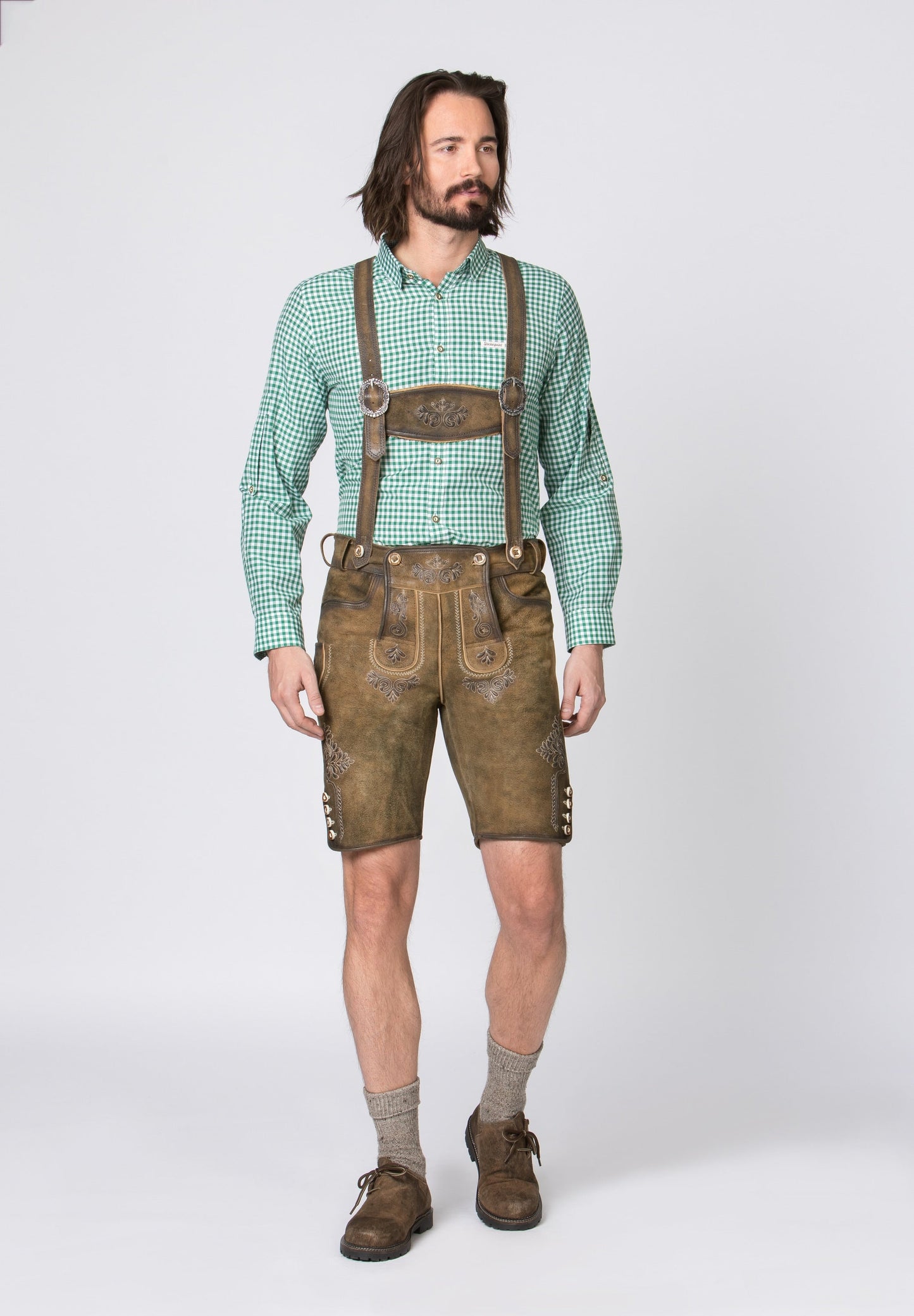Stockerpoint Men's Lederhosen "Beppo4" Wildbock H-Straps Havana (closeout)