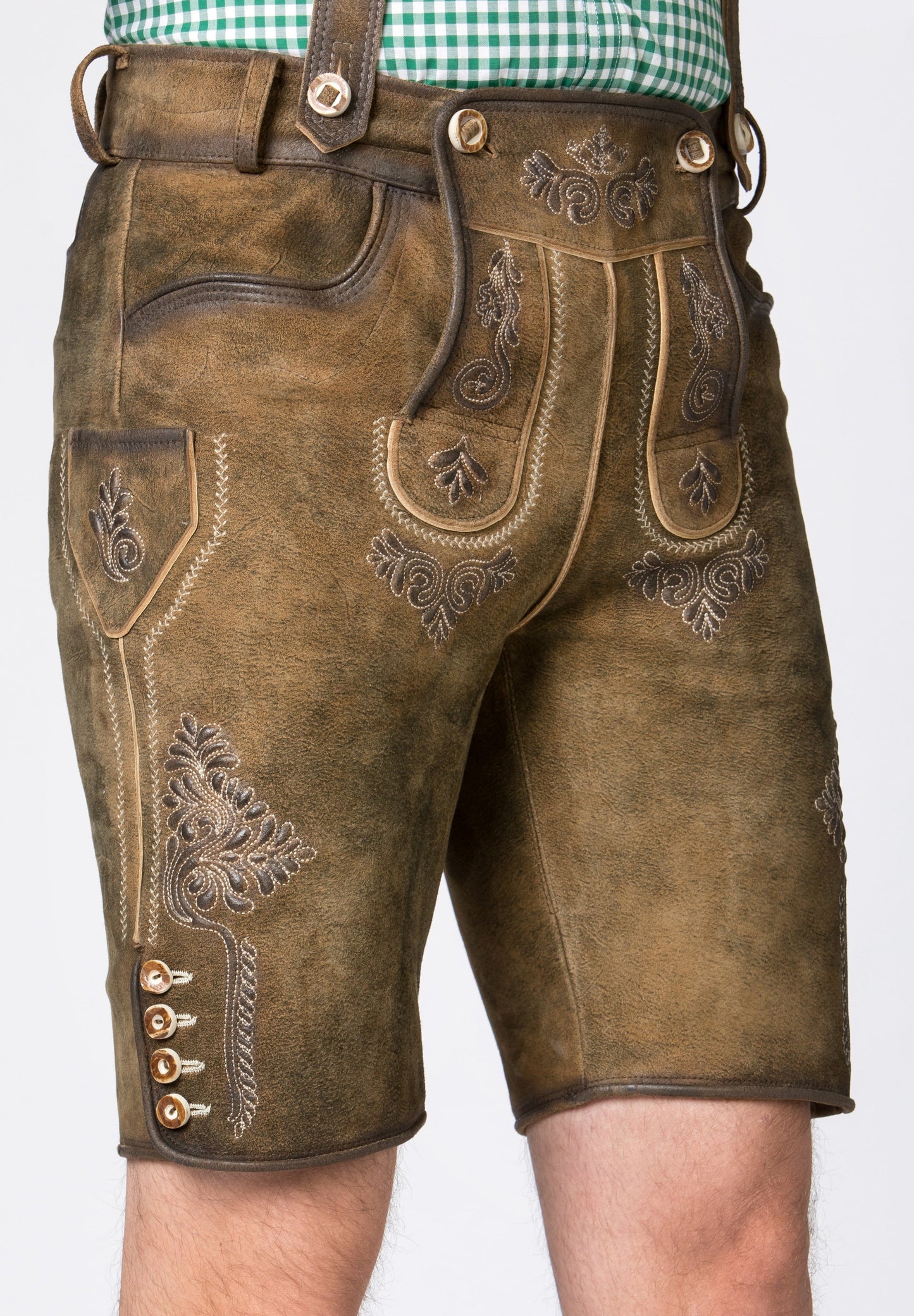 Stockerpoint Men's Lederhosen "Beppo4" Wildbock H-Straps Havana (closeout)