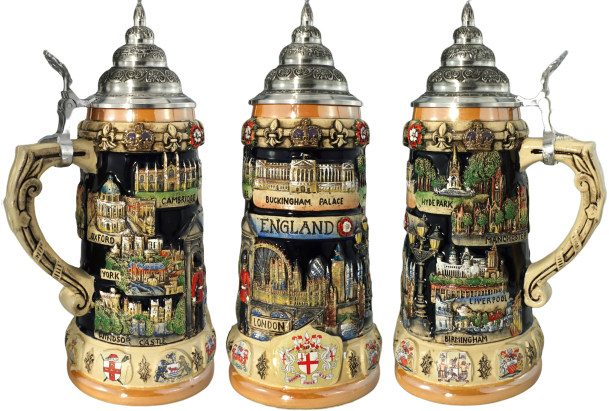 England Panorama Stein with pewter lid