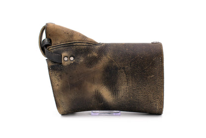 Swiss Army Gaiter Bag in Distressed Brown & Black Leather with Antique Ornate Metal Plates