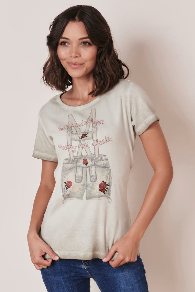 Woman's T-Shirt with Lederhosen Print