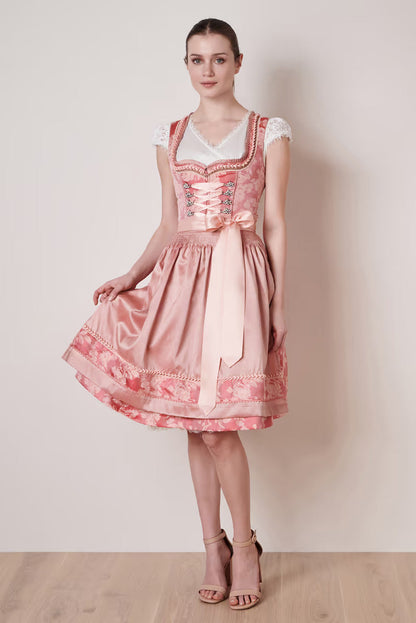 Kruger Midi Dirndl 2pcs. 60cm "Rosmerta" red (34,36,38)