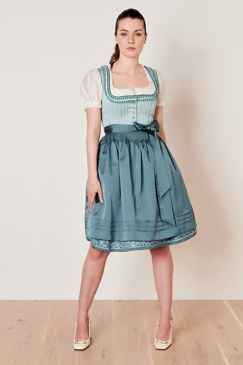 Kruger Midi Dirndl 2pcs. 60cm "Nikki" turquoise