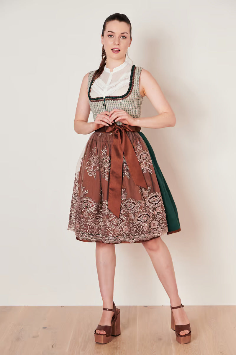 Kruger Midi Dirndl 2pcs. 60 cm "ASTERIA" green (low stock)