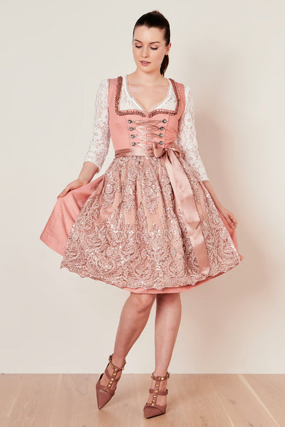 Kruger Midi Dirndl 2pc 60cm "Atenea" pink