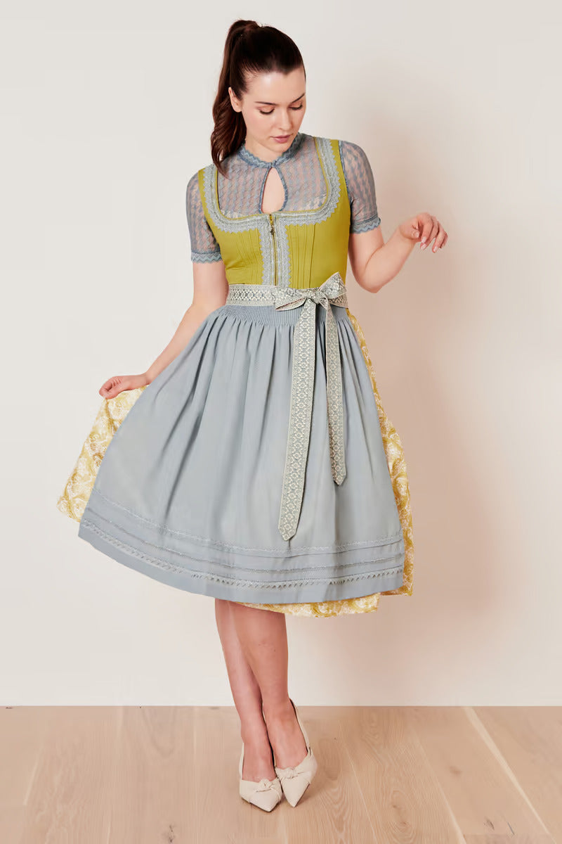 Kruger Long Dirndl 2pcs. 70cm "Eltje" yellow