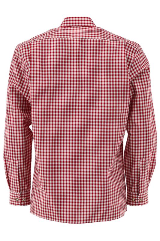 OS Trachten Men's Long Sleeve Regular Fit Shirt "Rusty" red
