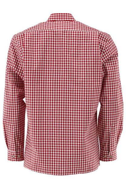 OS Trachten Men's Long Sleeve Regular Fit Shirt "Rusty" red