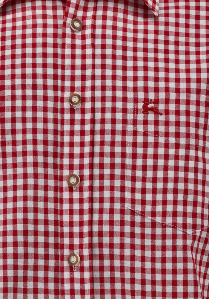 OS Trachten Men's Long Sleeve Regular Fit Shirt "Rusty" red