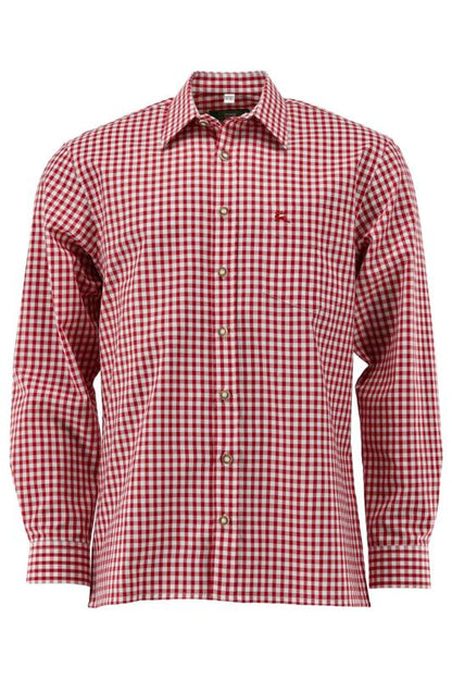 OS Trachten Men's Long Sleeve Regular Fit Shirt "Rusty" red
