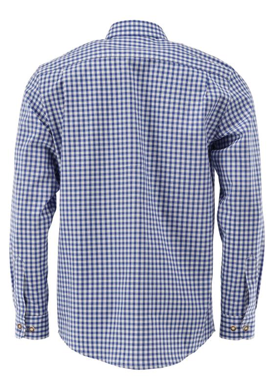 OS Trachten Men's Long Sleeve Regular Fit Shirt "Rusty" blue