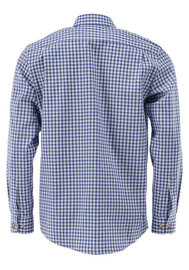 OS Trachten Men's Long Sleeve Regular Fit Shirt "Rusty" blue