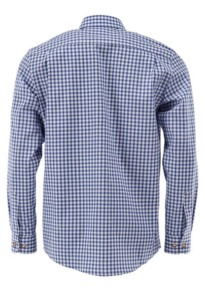 OS Trachten Men's Long Sleeve Regular Fit Shirt "Rusty" blue