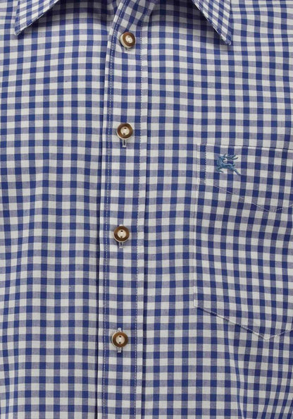 OS Trachten Men's Long Sleeve Regular Fit Shirt "Rusty" blue