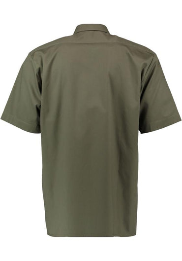 OS Trachten Men's Short-Sleeve Jagd Shirt — Solid Olive