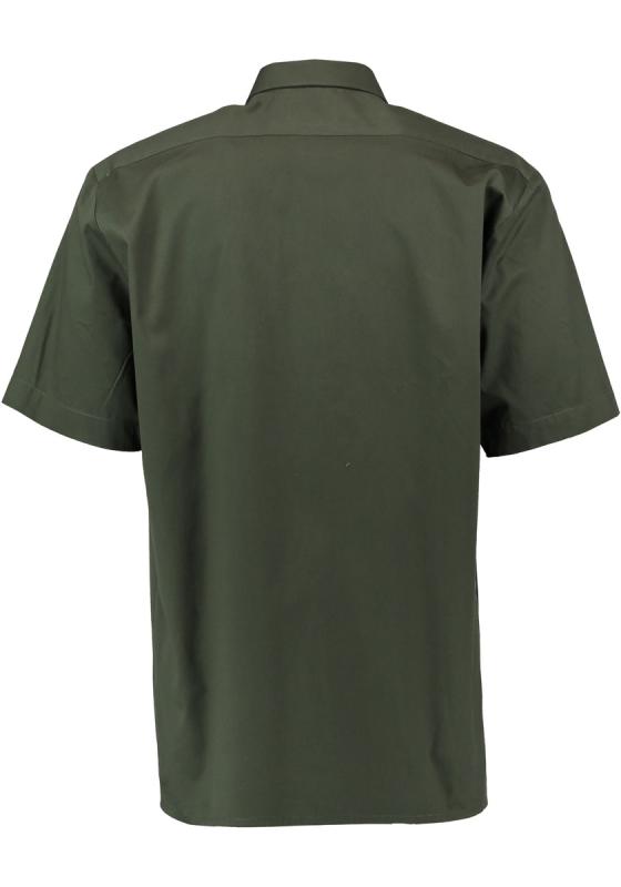OS Trachten Men's Short-Sleeve Jagd Shirt — Solid Forest Green