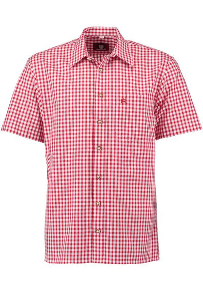 OS Trachten Men's Short-Sleeve Trachten Shirt — Red & White Check