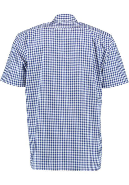 OS Trachten Men's Short-Sleeve Trachten Shirt — Blue & White Check