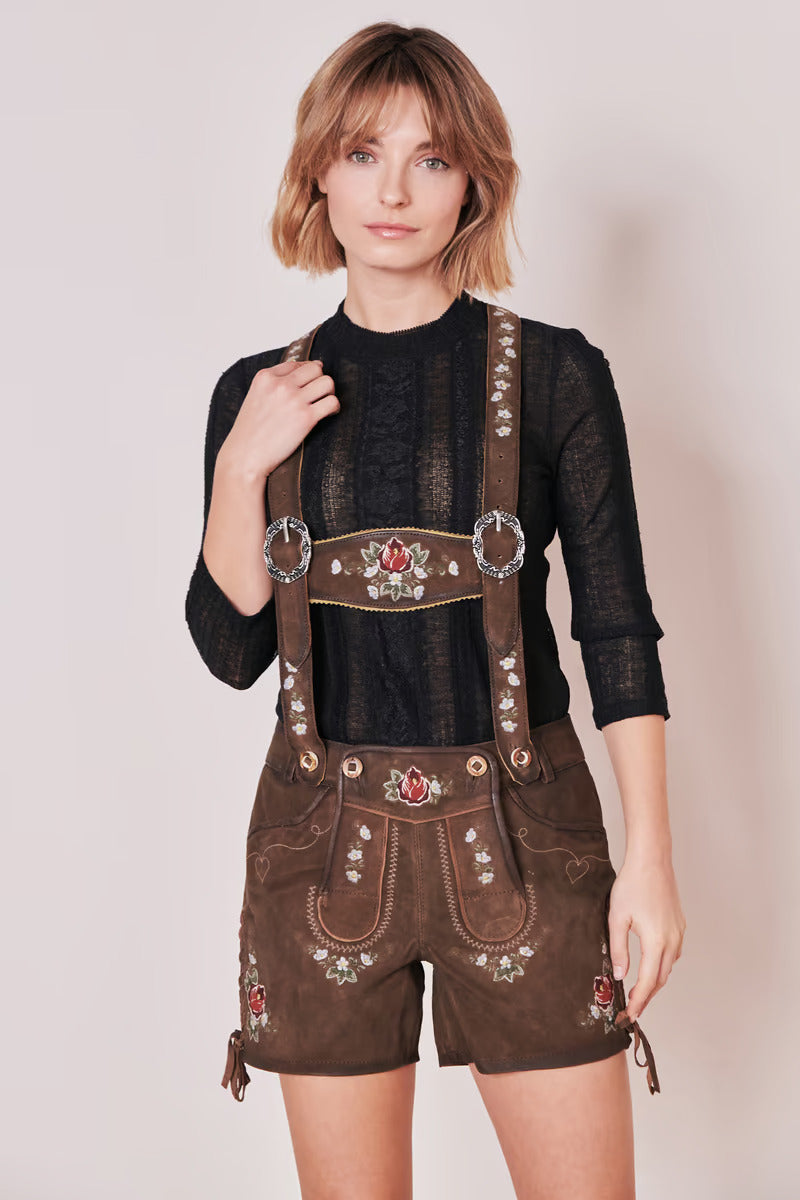 Kruger Ladies Lederhosen Short "Jorina" brown