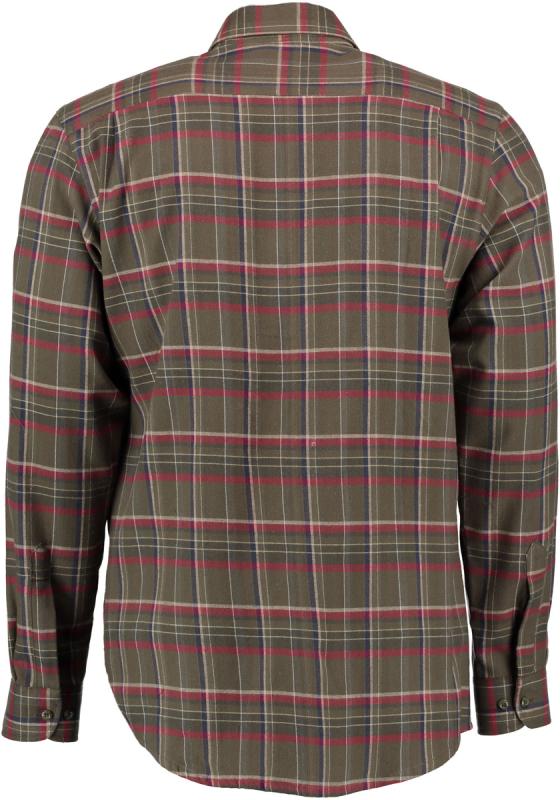 Tom Collins Men's Long-Sleeve Flannel Jagd Shirt — Loden & Red Check