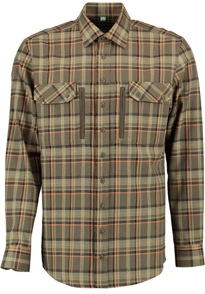 Tom Collins Men's Long-Sleeve Flannel Jagd Shirt — Loden & Rust Check