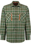 Tom Collins Men's Long-Sleeve Flannel Jagd Shirt — Forest Green Check with Orange Zip