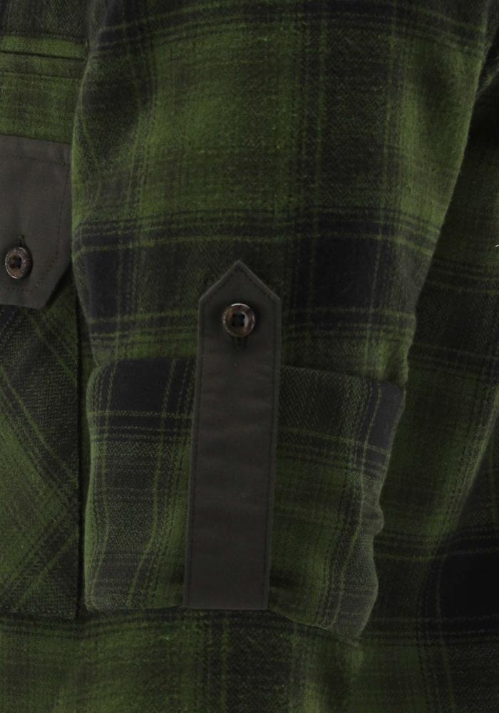 Tom Collins Men's Roll-Sleeve Flannel Jagd Shirt — Forest & Black Check