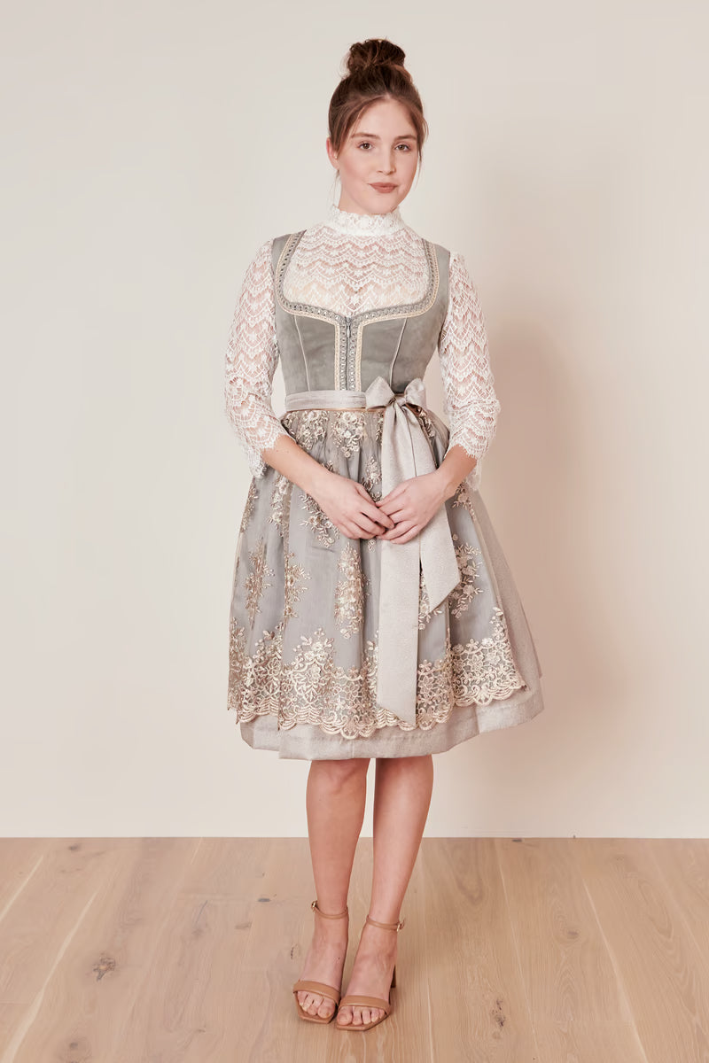 Kruger Aurea Midi Dirndl, Grey — 60cm 2pc Set