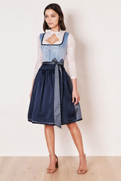 Kruger Dena Midi Dirndl, Blue — 60cm 2pc Set