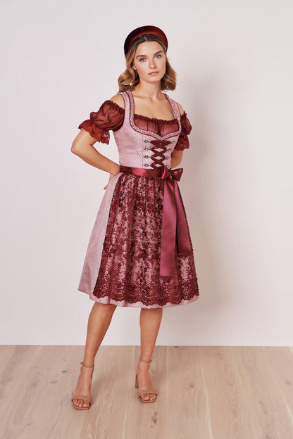 Kruger Midi Dirndl 2pcs. 60cm "Marica" red (size 36 only)