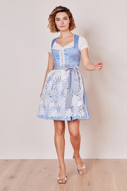 Kruger Midi Dirndl 2pcs. 50cm "Shania" blue (size 30)
