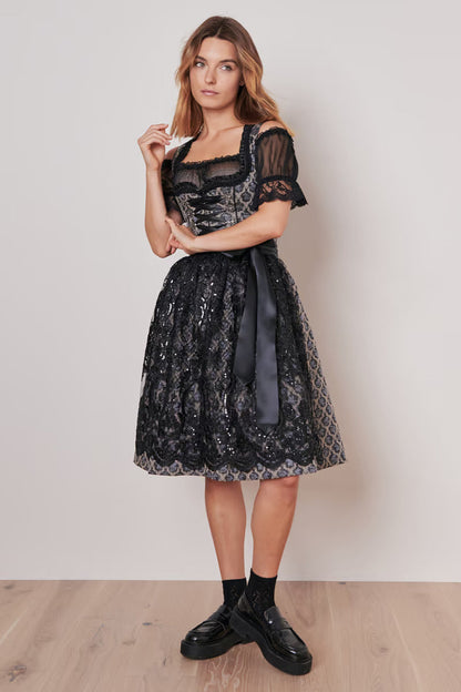 Kruger Midi Dirndl 2pcs. 60cm "Lonie" black (34)