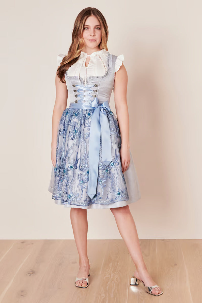 Kruger Midi Dirndl 2pcs. 60cm "Karlotta" blue