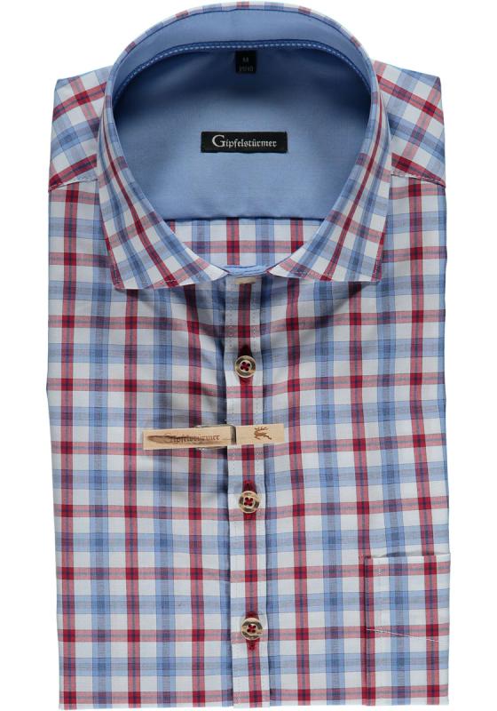 Gipfelstürmer Men Long Sleeve Slim Fit Shirt "Oswald" red/blue