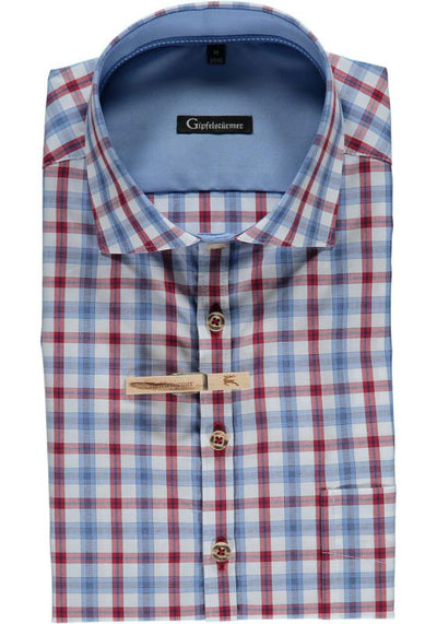 Gipfelstürmer Men Long Sleeve Slim Fit Shirt "Oswald" red/blue