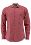 OS Trachten Men's Long Sleeve Slim Fit Shirt "Wald" red