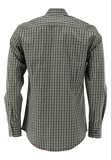 OS Trachten Men's Long Sleeve Slim Fit Shirt "Wald" olive
