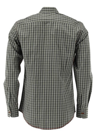 OS Trachten Men's Long Sleeve Slim Fit Shirt "Wald" olive