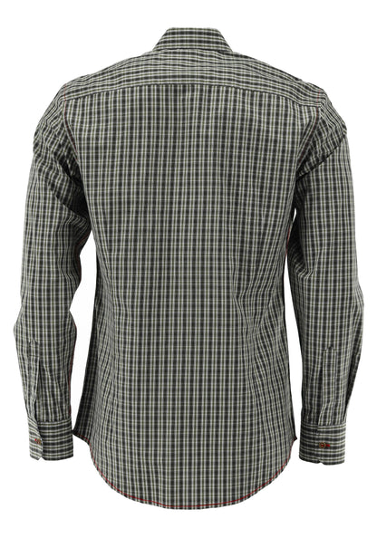OS Trachten Men's Long Sleeve Slim Fit Shirt "Wald" olive