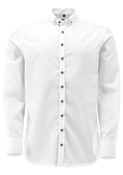 Gipfelstürmer Men's Slim Fit Shirt "Dean" — White, Shark Collar