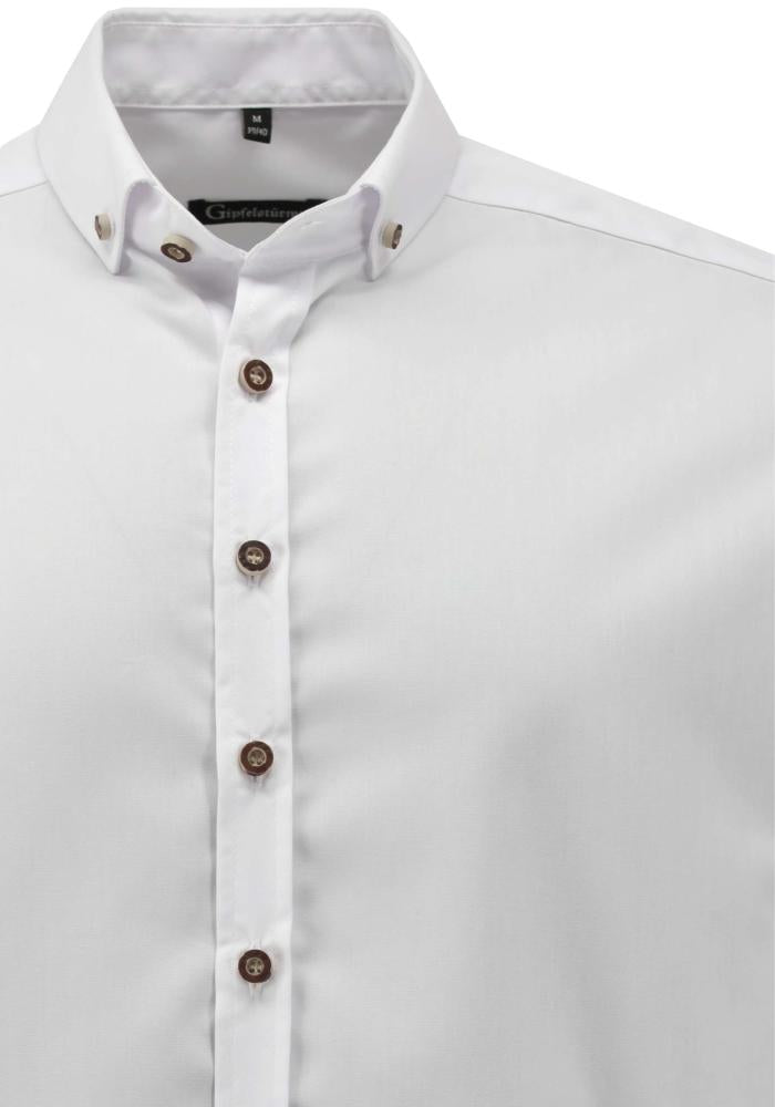Gipfelstürmer Men's Slim Fit Shirt "Dean" — White, Shark Collar