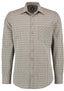 OS Trachten Men's Long Sleeve Slim Fit Shirt (4030) brown/olive