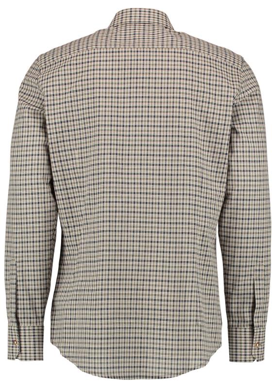 OS Trachten Men's Long Sleeve Slim Fit Shirt (4030) brown/olive