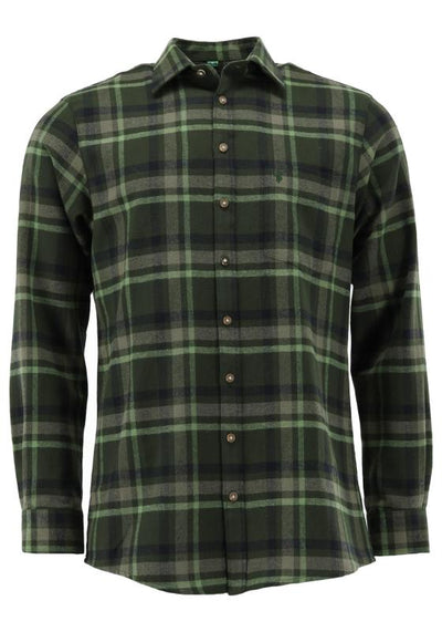 OS Trachten Men's Long-Sleeve Flannel Jagd Shirt — Forest Check